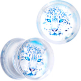 Clear Blue Acrylic Animal Cheetah Saddle Plug Set 2G to 1 Inch