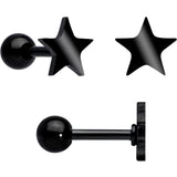 18G Clear CZ Gem Black Heart Cartilage Tragus Set of 8