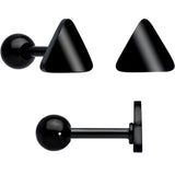 18G Clear CZ Gem Black Heart Cartilage Tragus Set of 8