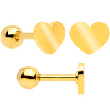 18G Clear CZ Gem Gold Tone Heart Cartilage Tragus Set of 8