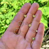 18G Clear CZ Gem Gold Tone Heart Cartilage Tragus Set of 8