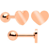 18G Clear CZ Gem Rose Gold Tone Heart Cartilage Tragus Set of 8