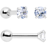 18G Clear CZ Gem Heart Cartilage Tragus Set of 8