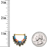 14G 9/16 Gold Tone Rainbow Crest Nipple Clicker Set