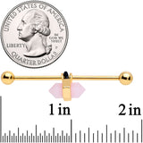 14G Gold Tone Pink Gem Industrial Barbell 38mm
