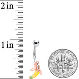 Clear CZ Gem Rose Gold Tone Glam Banana Belly Ring