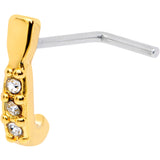 20G Clear CZ Gem Gold Tone Trio Faux Hoop L Shaped Nose Ring