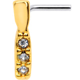 20G Clear CZ Gem Gold Tone Trio Faux Hoop L Shaped Nose Ring