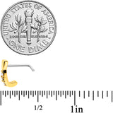 20G Clear CZ Gem Gold Tone Trio Faux Hoop L Shaped Nose Ring