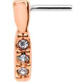 20G Clear CZ Gem Rose Gold Tone Trio Faux Hoop L Shaped Nose Ring