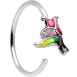 20G 1/4 Green Purple Tropical Flower Nose Hoop