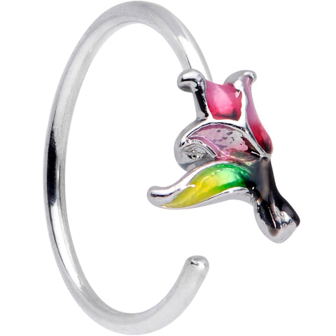 20G 1/4 Green Purple Tropical Flower Nose Hoop