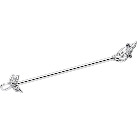 14G Clear Gem Elegant Swirl Industrial Barbell 38mm