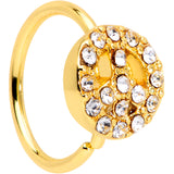 20G 5/16 Clear Gem Gold Tone Peace Sign Nose Hoop