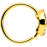 20G 5/16 Clear Gem Gold Tone Peace Sign Nose Hoop