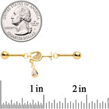 14G Clear Gem Wineglass Dangle Double Industrial Barbell 38mm