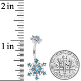 Aqua Gem Snowflake Christmas Double Mount Belly Ring