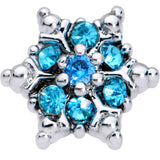 20G 1/4 Aqua CZ Gem Sassy Snowflake Christmas Nose Bone