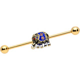 14G Gold Tone Rococo Elephant Industrial Barbell 38mm