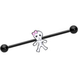 14G Black Skeleton Girl Halloween Industrial Barbell 38mm