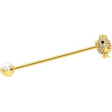 14G Clear Gem Gold Tone Egg Chick Industrial Barbell 38mm