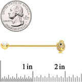 14G Clear Gem Gold Tone Egg Chick Industrial Barbell 38mm