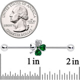 14G Clear Green Gem Shamrock St Patricks Industrial Barbell 38mm
