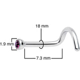 18G Purple 2mm Grade 23 Titanium Press Fit Left Nose Ring Screw