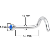 18G Blue 2mm Grade 23 Titanium Press Fit Left Nose Ring Screw