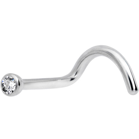 18G Clear 2mm Grade 23 Titanium Press Fit Left Nose Ring Screw