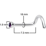 18G Hot Pink 2mm Grade 23 Titanium Press Fit Left Nose Ring Screw