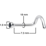 18G Black 2mm Grade 23 Titanium Press Fit Left Nose Ring Screw