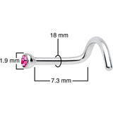 18G Pink 2mm Grade 23 Titanium Press Fit Left Nose Ring Screw