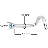 18G Aqua 2mm Grade 23 Titanium Press Fit Left Nose Ring Screw