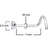 20G Clear 2.5mm Grade 23 Titanium Press Fit Left Side Nose Screw