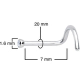 20G Clear 1.5mm Grade 23 Titanium Press Fit Left Side Nose Screw