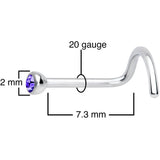 20G Purple 2mm Grade 23 Titanium Press Fit Left Side Nose Screw