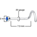 20G Blue 2mm Grade 23 Titanium Press Fit Left Side Nose Screw