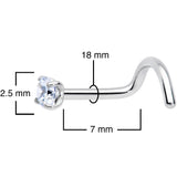 18G 7mm Clear 2.5mm CZ Gem Grade 23 Titanium Left Side Nose Screw
