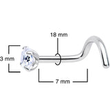 18G 5/16 Clear 3mm CZ Gem Grade 23 Titanium Left Side Nose Screw