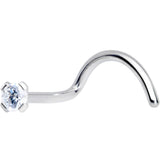 20G 5/16 Clear 2mm CZ Gem Grade 23 Titanium Left Side Nose Screw