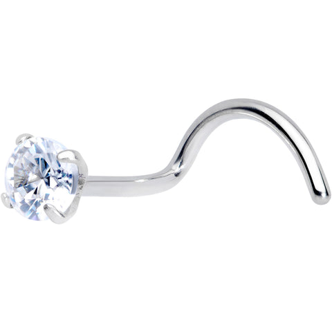 20G 7mm Clear 3mm CZ Gem Grade 23 Titanium Left Nose Ring Screw