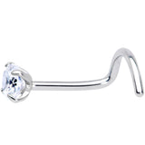 20G 7mm Clear 3mm CZ Gem Grade 23 Titanium Left Nose Ring Screw
