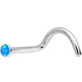 18G 7mm Blue 2mm Synthetic Opal Titanium Left Nose Ring Screw