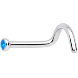 18G 7mm Blue 2mm Synthetic Opal Titanium Left Nose Ring Screw