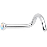18G 7mm White 2mm Synthetic Opal Titanium Left Nose Ring Screw