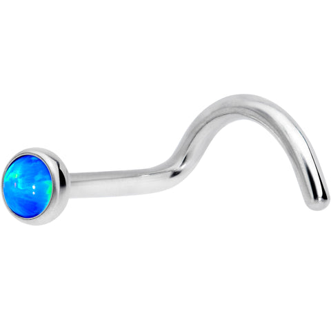 18G 7mm Blue 3mm Synthetic Opal Titanium Left Nose Ring Screw