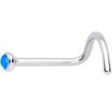 20G 7mm Blue 2mm Synthetic Opal Titanium Left Nose Ring Screw
