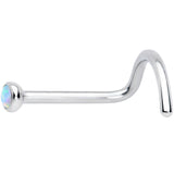 20G 7mm White 2mm Synthetic Opal Titanium Left Nose Ring Screw