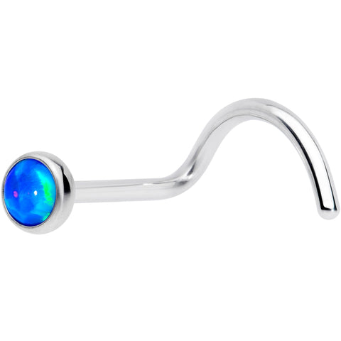 20G 7mm Blue 3mm Synthetic Opal Titanium Left Nose Ring Screw